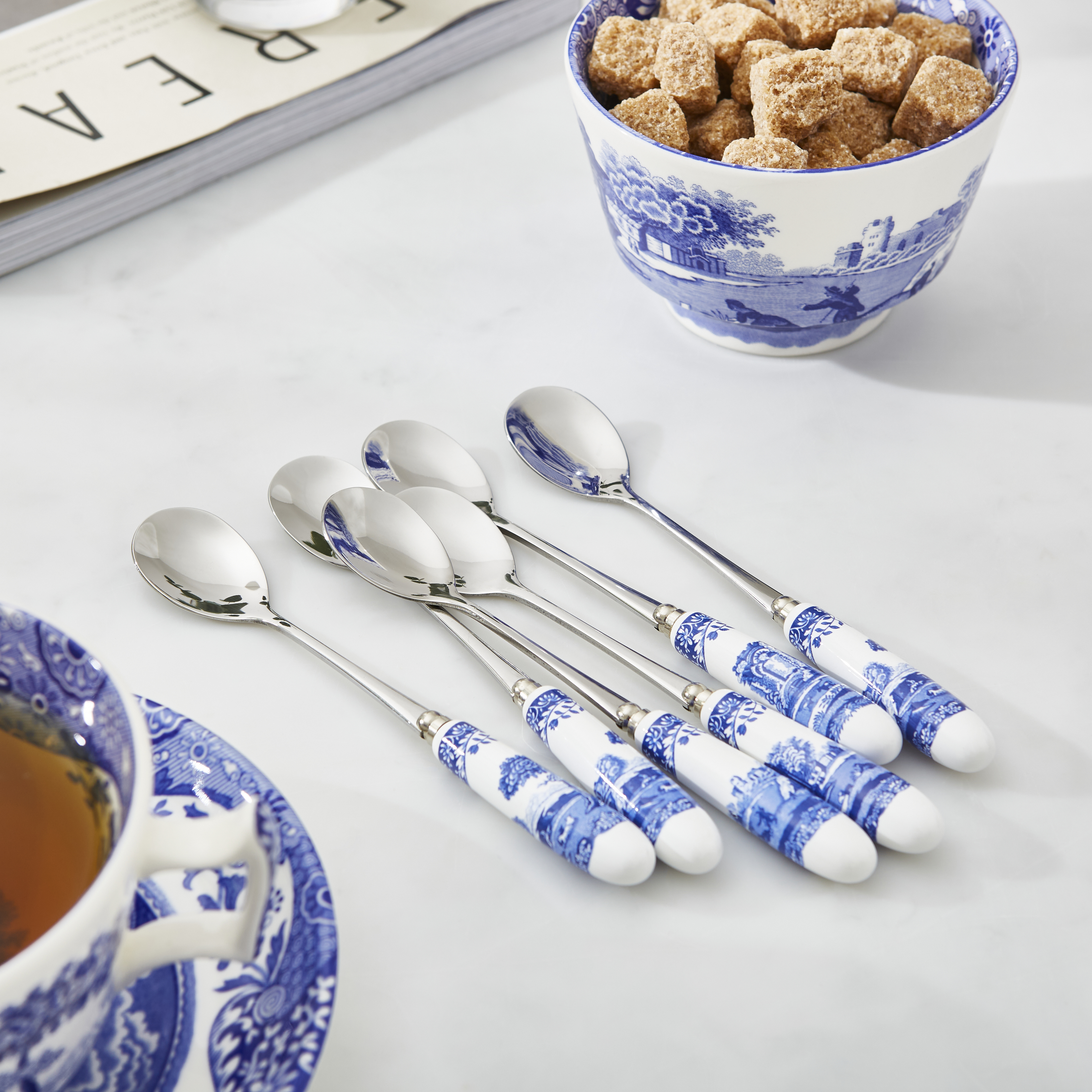 Blue Italian Set of 6 Tea Spoons image number null